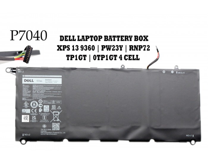 DELL LAPTOP BATTERY BOX XPS 13 9360 | PW23Y | RNP72 | TP1GT | 0TP1GT 4 CELL